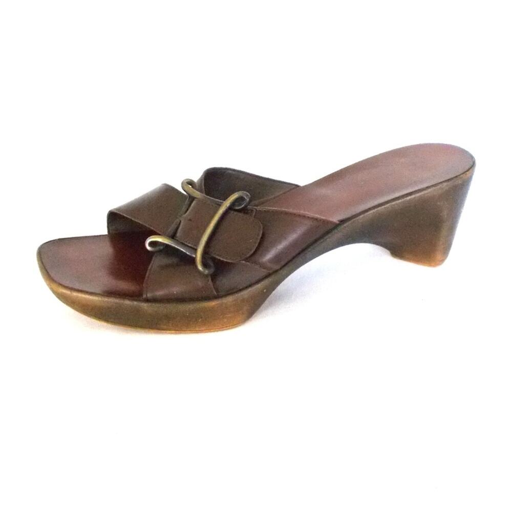 Joey Criss Cross Brown Mule Sandal Sz 39